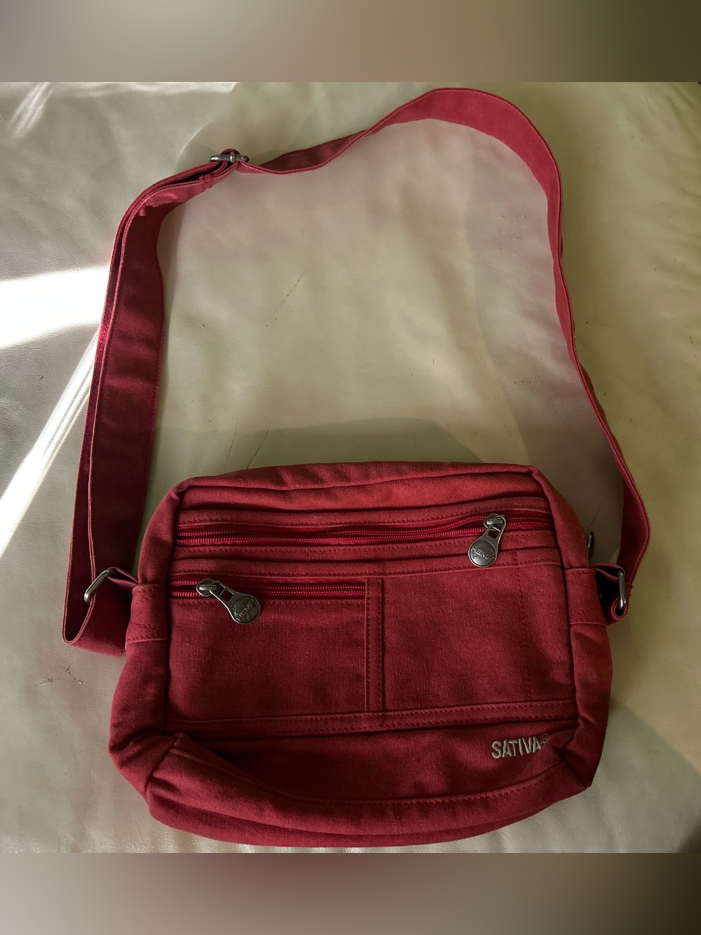 Sativa Hemp Bag Red Smart Crossbody Shoulder Bag